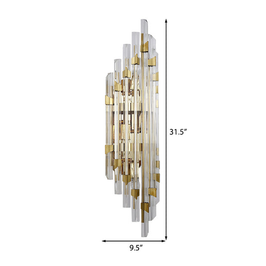 Clear Crystal Prism Wall Sconce Fixture Contemporary 4 Lights Wall Lamp in Gold for Corridor Clearhalo 'Modern wall lights' 'Modern' 'Wall Lamps & Sconces' 'Wall Lights' Lighting' 224338