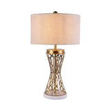Fabric Drum Table Light Traditional 1 Light Bedroom Task Lighting in Gold with Iron Towel Clearhalo 'Lamps' 'Table Lamps' Lighting' 224351
