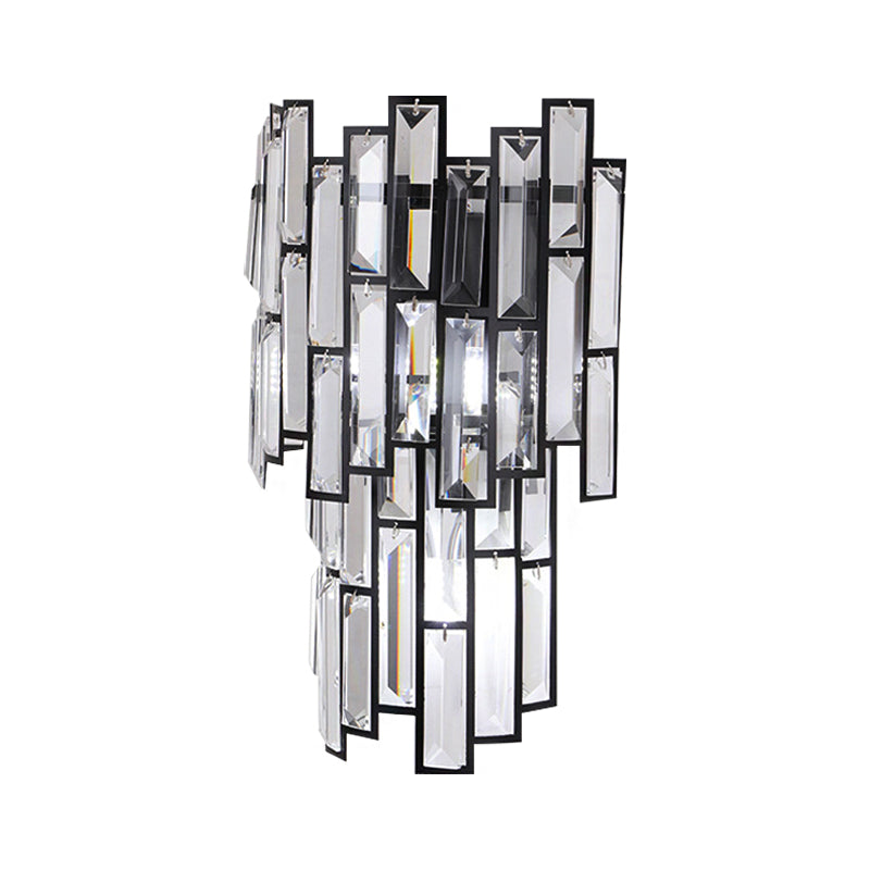 Clear Crystal Block Wall Lamp Contemporary Stylish LED Black Finish Wall Light Fixture for Corridor Clearhalo 'Modern wall lights' 'Modern' 'Wall Lamps & Sconces' 'Wall Lights' Lighting' 224378