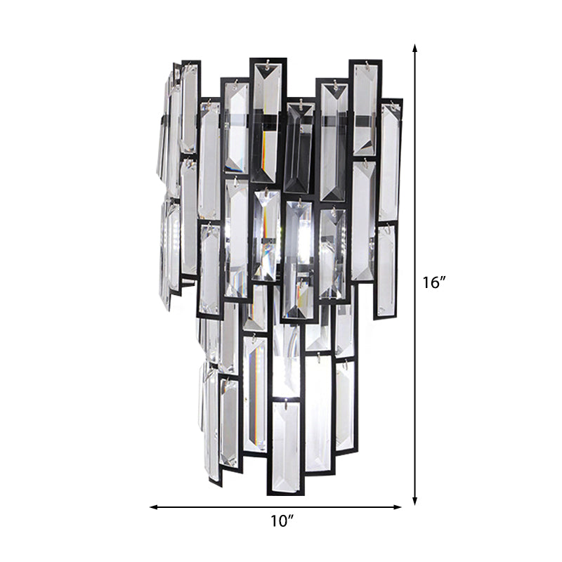 Clear Crystal Block Wall Lamp Contemporary Stylish LED Black Finish Wall Light Fixture for Corridor - Clearhalo - 'Modern wall lights' - 'Modern' - 'Wall Lamps & Sconces' - 'Wall Lights' - Lighting' - 224379