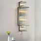 Linear Wall Mounted Lamp Modernist Style Clear Crystal 6 Lights Chrome Finish Wall Lighting Fixture Clearhalo 'Wall Lamps & Sconces' 'Wall Lights' Lighting' 224402