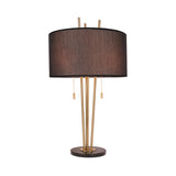 1 Light Desk Light Traditional Drum Shape Fabric Reading Lamp in Black/White/Gold for Bedroom with Pull Chain Clearhalo 'Lamps' 'Table Lamps' Lighting' 224411