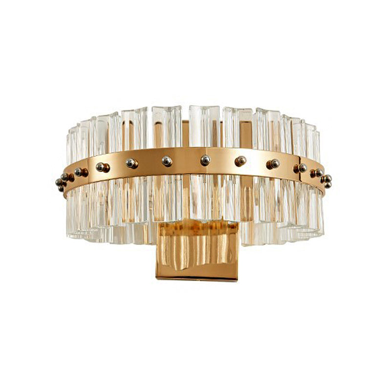 Clear Crystal Round Wall Mount Lighting Contemporary Style LED Gold Finish Wall Lamp for Bedroom Clearhalo 'Modern wall lights' 'Modern' 'Wall Lamps & Sconces' 'Wall Lights' Lighting' 224430