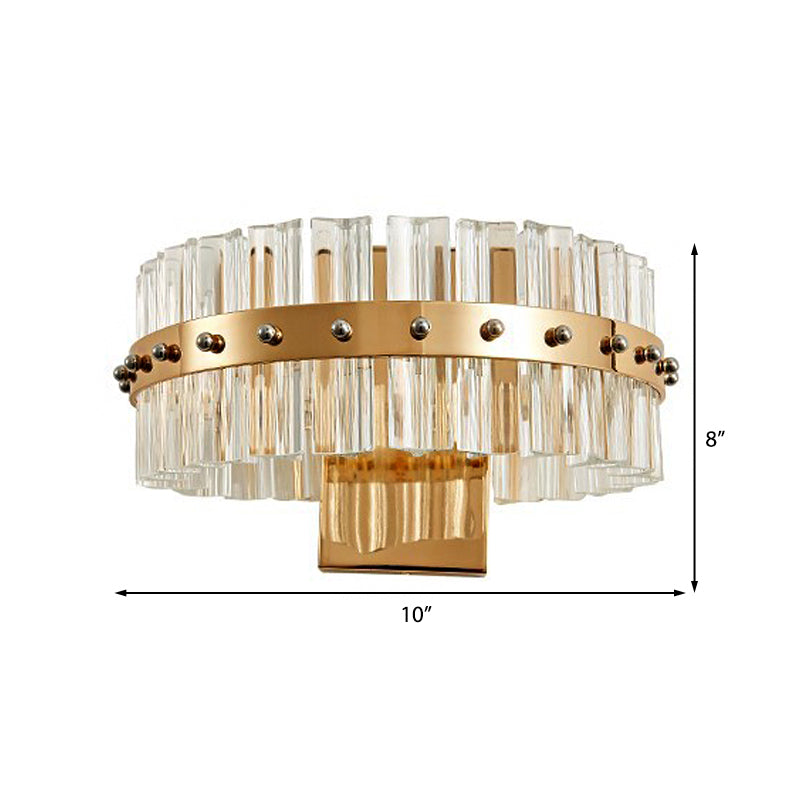 Clear Crystal Round Wall Mount Lighting Contemporary Style LED Gold Finish Wall Lamp for Bedroom Clearhalo 'Modern wall lights' 'Modern' 'Wall Lamps & Sconces' 'Wall Lights' Lighting' 224431