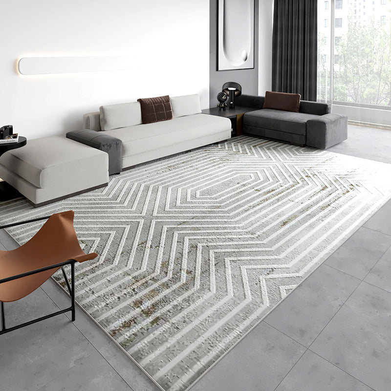 Modern Living Room Rug Multi Color Striped Pattern Carpet Synthetics Easy Care Pet Friendly Indoor Rug Light Gray-White Clearhalo 'Area Rug' 'Rug' 2244448