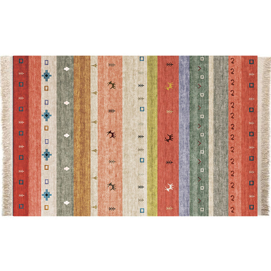 Multicolor Geometric Rug Polyster Moroccan Area Rug Non-Slip Backing Easy Care Washable Carpet for Bedroom Orange Red Clearhalo 'Area Rug' 'Moroccan' 'Rugs' Rug' 2244627