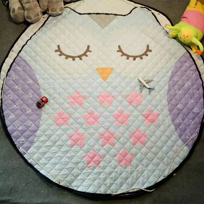 Creative Cartoon Pattern Rug Multi Color Synthetics Carpet Anti-Slip Backing Pet Friendly Rug for Kids Room Gray Blue 4'11" x 4'11" Clearhalo 'Area Rug' 'Rug' 2244646