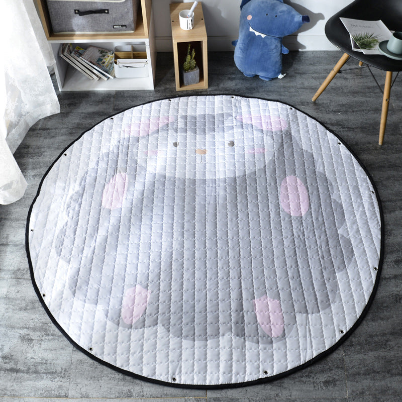Creative Cartoon Pattern Rug Multi Color Synthetics Carpet Anti-Slip Backing Pet Friendly Rug for Kids Room Grey 4'11" x 4'11" Clearhalo 'Area Rug' 'Rug' 2244651
