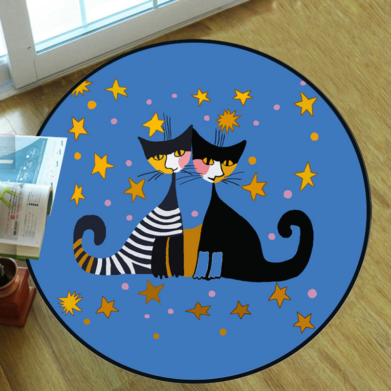 Multicolor Comfort Rug Synthetics Cartoon Print Carpet Non-Slip Pet Friendly Washable Indoor Rug for Kids Blue Clearhalo 'Area Rug' 'Rug' 2244767