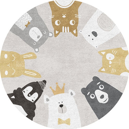 Multi Color Childrens Room Rug Natural Cartoon Animal Print Carpet ...