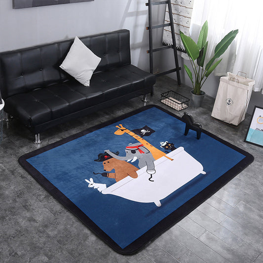 Lovely Childrens Room Rug Multicolor Cartoon Pattern Carpet Synthetics Non-Slip Backing Pet Friendly Rug Dark Blue 4'11" x 6'7" Clearhalo 'Area Rug' 'Rug' 2244954