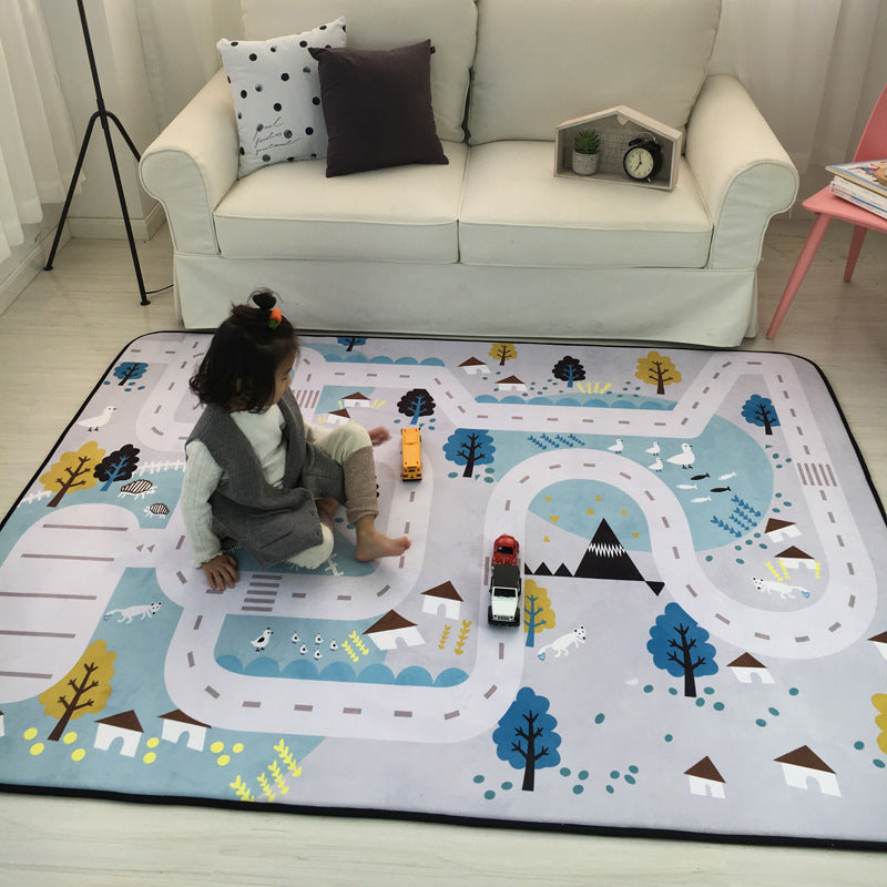 Multicolor Decoration Rug Creative Cartoon Print Carpet Polyster Non-Slip Backing Easy Care Rug Light Blue 4'11" x 6'3" Clearhalo 'Area Rug' 'Rug' 2244957