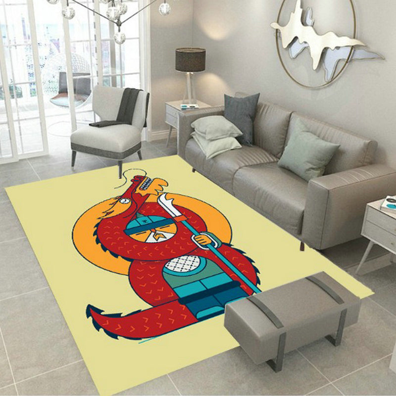 Designer Room Decor Rug Multi Color Fairy Tale Print Carpet Polyster Non-Slip Backing Pet Friendly Rug Light Yellow Clearhalo 'Area Rug' 'Rug' 2244980