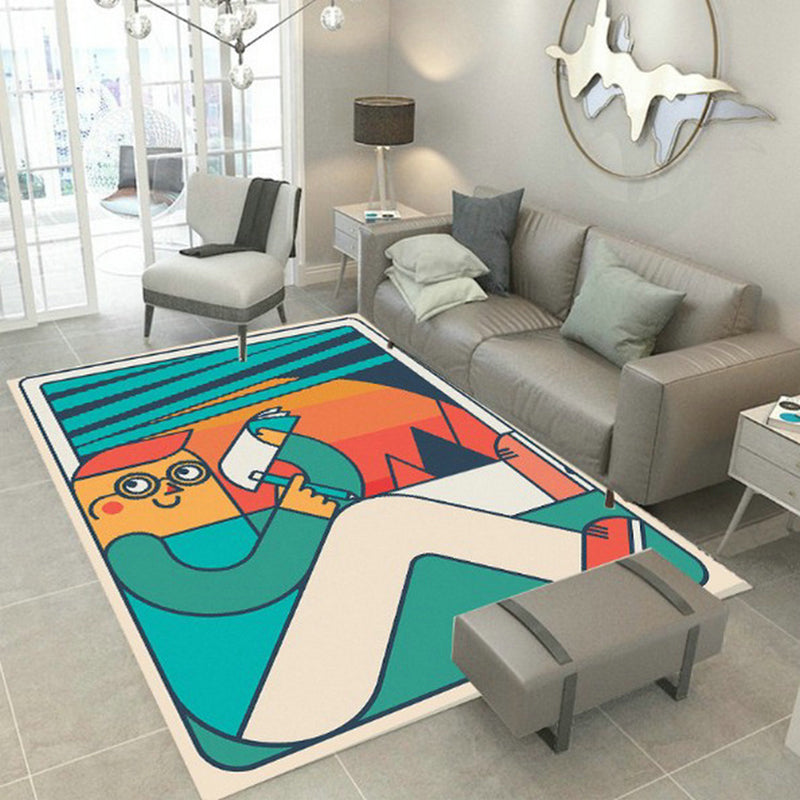 Designer Room Decor Rug Multi Color Fairy Tale Print Carpet Polyster Non-Slip Backing Pet Friendly Rug Aqua Clearhalo 'Area Rug' 'Rug' 2244982