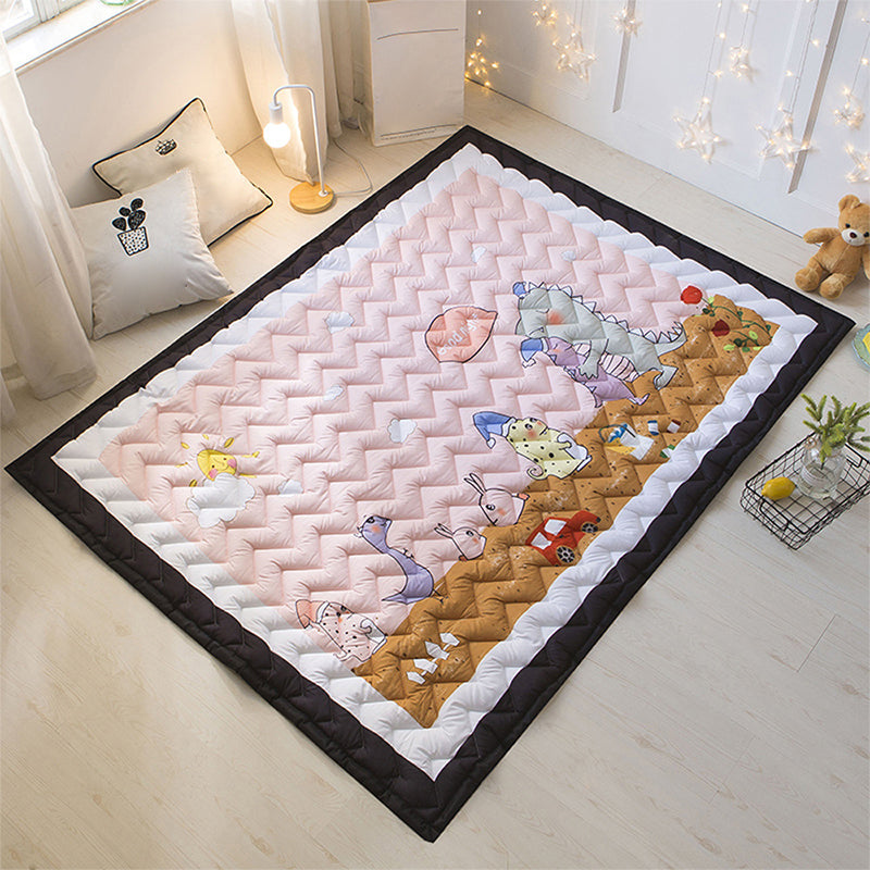 Funky Cartoon Print Rug Multicolor Polypropylene Rug Pet Friendly Easy Care Area Carpet with Border for Decoration Pink 4'9" x 6'5" Clearhalo 'Area Rug' 'Rug' 2245011