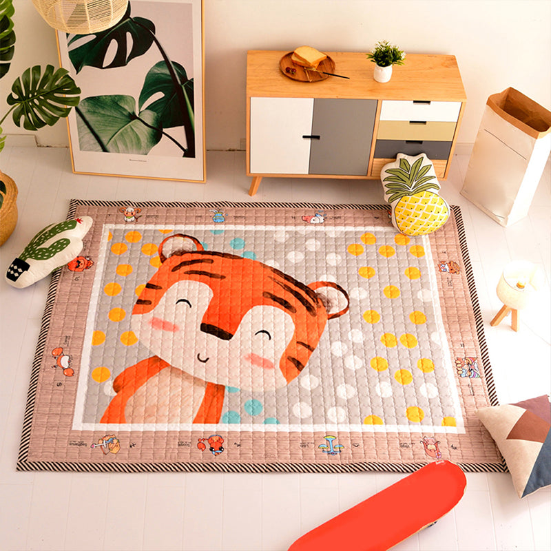Comfort Bedroom Rug Multi Color Cartoon Print Area Carpet Polypropylene Pet Friendly Washable Rug Orange 4'9" x 6'5" Clearhalo 'Area Rug' 'Rug' 2245017