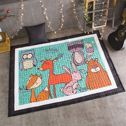 Comfort Bedroom Rug Multi Color Cartoon Print Area Carpet Polypropylene Pet Friendly Washable Rug Green 4'9" x 6'5" Clearhalo 'Area Rug' 'Rug' 2245018