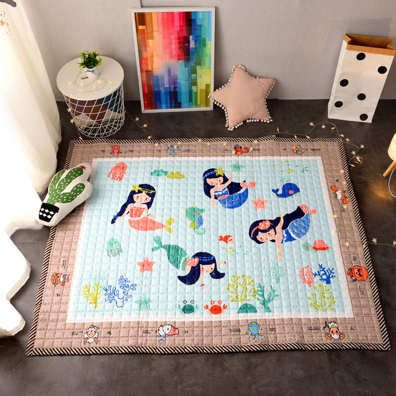 Multi Color Relaxing Rug Synthetics Cartoon Print Area Carpet Easy Care Pet Friendly Indoor Rug for Kids Room Light Blue 4'9" x 6'5" Clearhalo 'Area Rug' 'Rug' 2245020