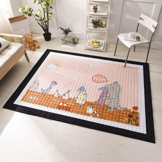 Cute Childrens Room Rug Multi Color Cartoon Print Rug Anti-Slip Backing Pet Friendly Carpet with Border Pink 4'9" x 6'5" Clearhalo 'Area Rug' 'Rug' 2245027
