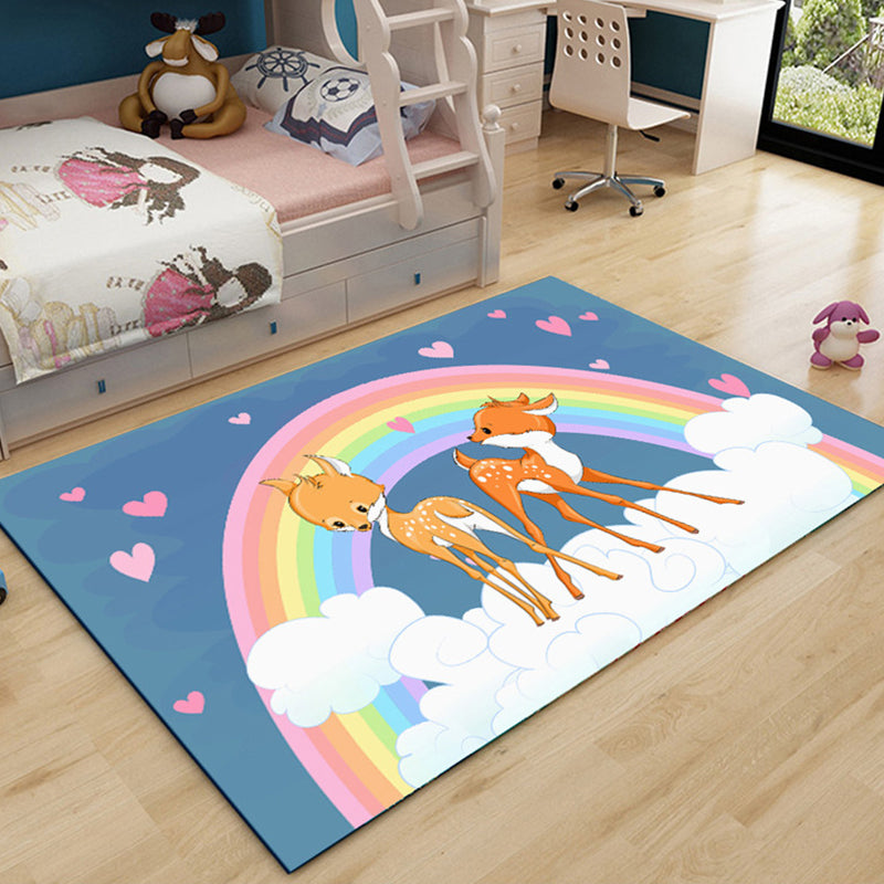 Lovely Childrens Room Rug Multi Color Cartoon Pattern Area Carpet Non-Slip Backing Easy Care Indoor Rug Dark Blue Clearhalo 'Area Rug' 'Rug' 2245043