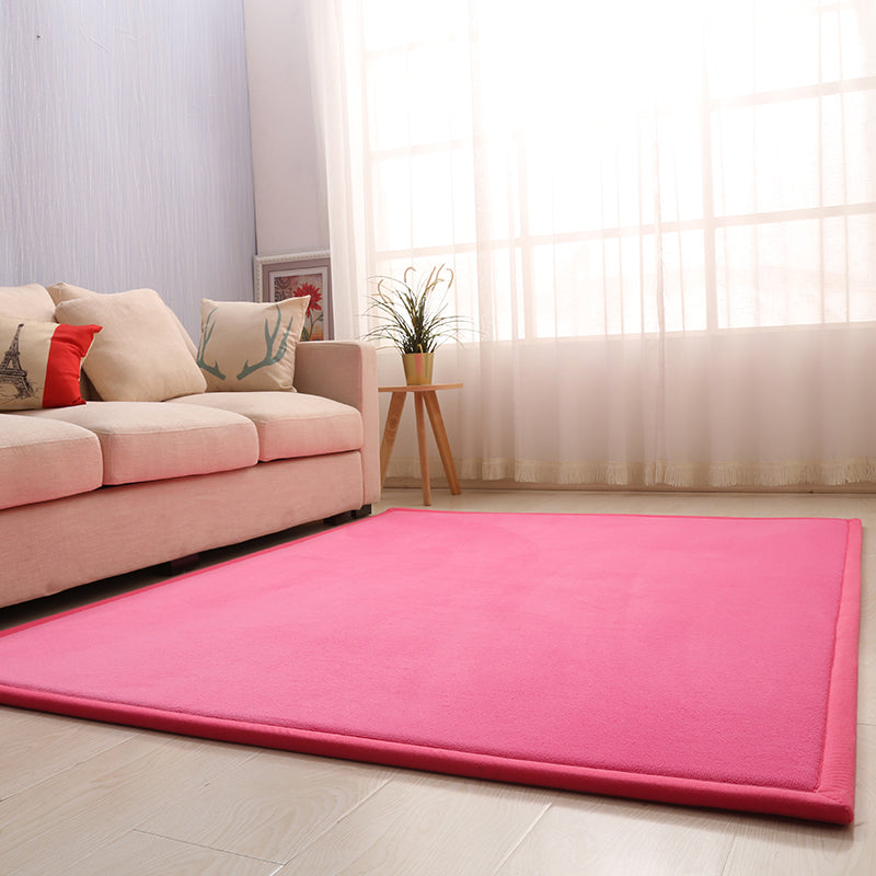 Casual Solid Color Rug Multi Colored Synthetics Indoor Rug Pet Friendly Anti-Slip Backing Carpet for Bedroom Rose Red Clearhalo 'Area Rug' 'Rug' 2245074
