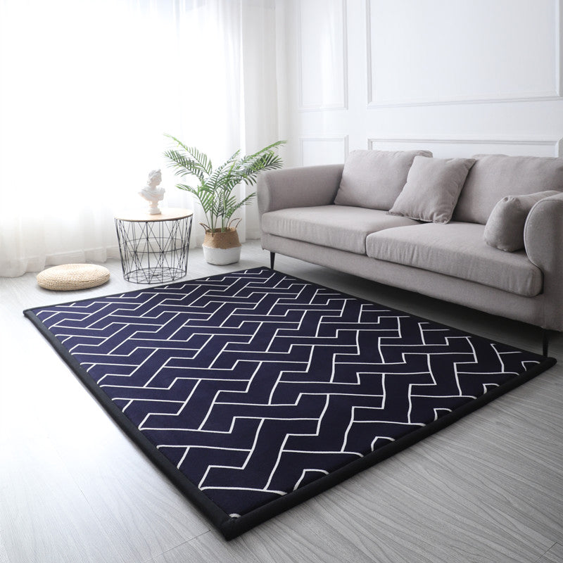 Casual Solid Color Rug Multi Colored Synthetics Indoor Rug Pet Friendly Anti-Slip Backing Carpet for Bedroom Navy Clearhalo 'Area Rug' 'Rug' 2245076