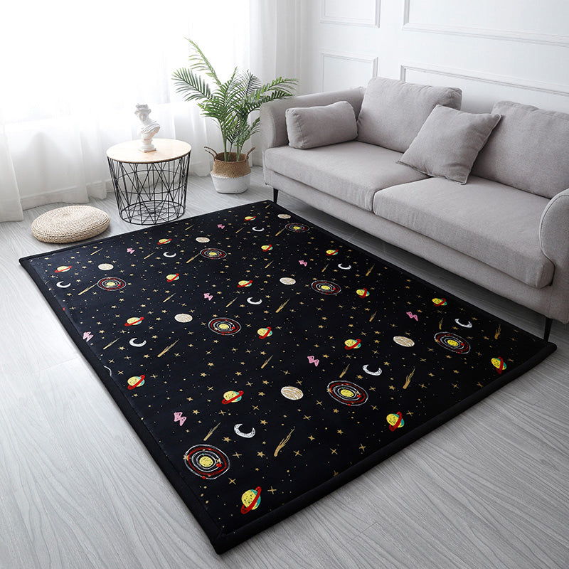 Casual Solid Color Rug Multi Colored Synthetics Indoor Rug Pet Friendly Anti-Slip Backing Carpet for Bedroom Black Clearhalo 'Area Rug' 'Rug' 2245082