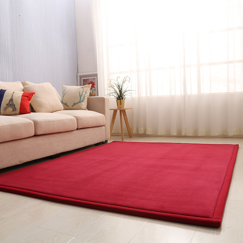 Casual Solid Color Rug Multi Colored Synthetics Indoor Rug Pet Friendly Anti-Slip Backing Carpet for Bedroom Burgundy Clearhalo 'Area Rug' 'Rug' 2245090