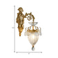 Vintage Style Urn Wall Lamp Clear Fluted Glass 1/2-Bulb Bedroom Wall Sconce Fixture with Carved Backplate in Brass Clearhalo 'Modern wall lights' 'Modern' 'Wall Lamps & Sconces' 'Wall Lights' Lighting' 224524
