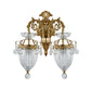 Vintage Style Urn Wall Lamp Clear Fluted Glass 1/2-Bulb Bedroom Wall Sconce Fixture with Carved Backplate in Brass Clearhalo 'Modern wall lights' 'Modern' 'Wall Lamps & Sconces' 'Wall Lights' Lighting' 224526
