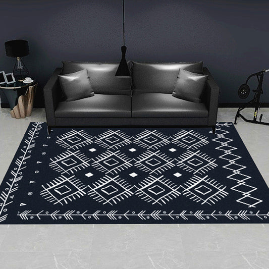 Modern Geometric Pattern Rug Multi Color Polyster Carpet Non-Slip Backing Pet Friendly Indoor Rug for Parlor Black-White Clearhalo 'Area Rug' 'Rug' 2245320