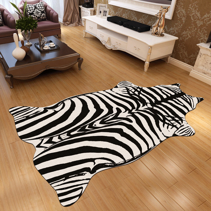 Novelty Shape Animal Skin Rug Multi-Color Creative Area Rug Synthetics Non-Slip Easy Care Carpet for Living Room Black-White Clearhalo 'Area Rug' 'Casual' 'Rugs' Rug' 2245356