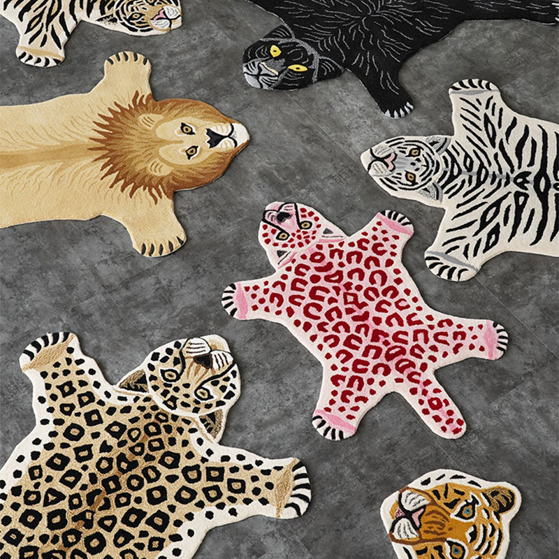 Multi Colored Bedroom Rug Nordic Animal Skin Print Rug Polyster Anti-Slip Backing Pet Friendly Carpet Clearhalo 'Area Rug' 'Casual' 'Rugs' Rug' 2245357