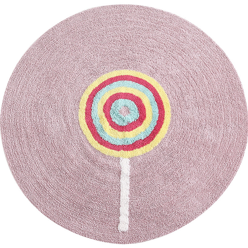 Multi Color Lollipop Print Rug Cotton Comfort Area Rug Pet Friendly Washable Easy Care Carpet for Kids Light Purple Clearhalo 'Area Rug' 'Rug' 2245400