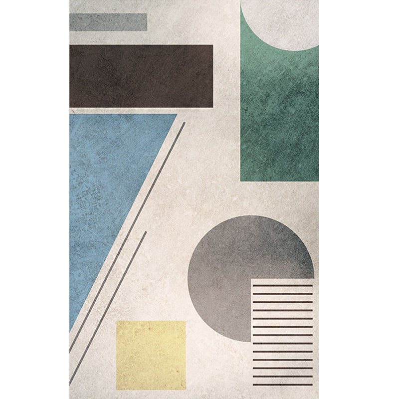 Boho Living Room Rug Multi-Color Geometric Pattern Carpet Flax Environmental Handmade Rug with Tassel Aqua Clearhalo 'Area Rug' 'Bohemian' 'Rugs' Rug' 2245419