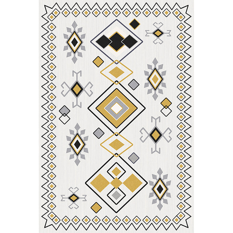 Boho Living Room Rug Multi-Color Geometric Pattern Carpet Flax Environmental Handmade Rug with Tassel Yellow Clearhalo 'Area Rug' 'Bohemian' 'Rugs' Rug' 2245421