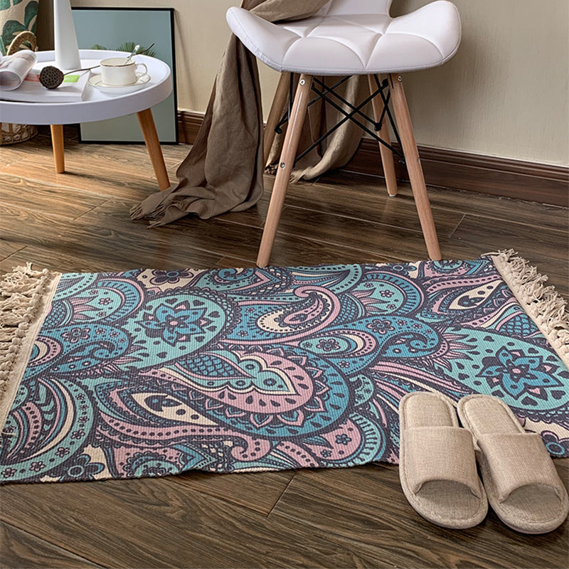 Southwestern Geometric Print Rug Multi-Colored Flax Carpet Hand Twisted Pet Friendly Rug with Fringe for Decoration Clearhalo 'Area Rug' 'Rugs' 'Southwestern' Rug' 2245452