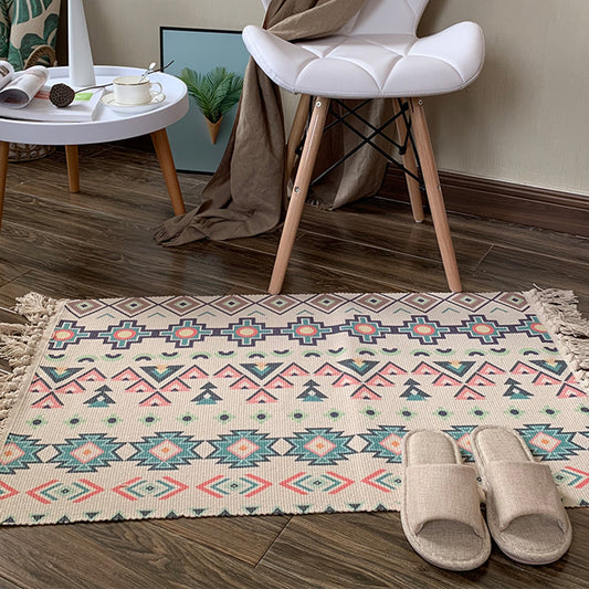 Southwestern Geometric Print Rug Multi-Colored Flax Carpet Hand Twisted Pet Friendly Rug with Fringe for Decoration Clearhalo 'Area Rug' 'Rugs' 'Southwestern' Rug' 2245459