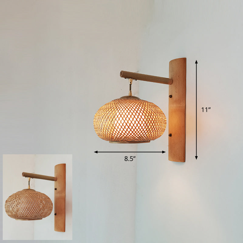 Handmade Wall Mount Light Modern Bamboo Single Wood Wall Light Fixture for Corridor Wood W Clearhalo 'Wall Lamps & Sconces' 'Wall Lights' Lighting' 2245487