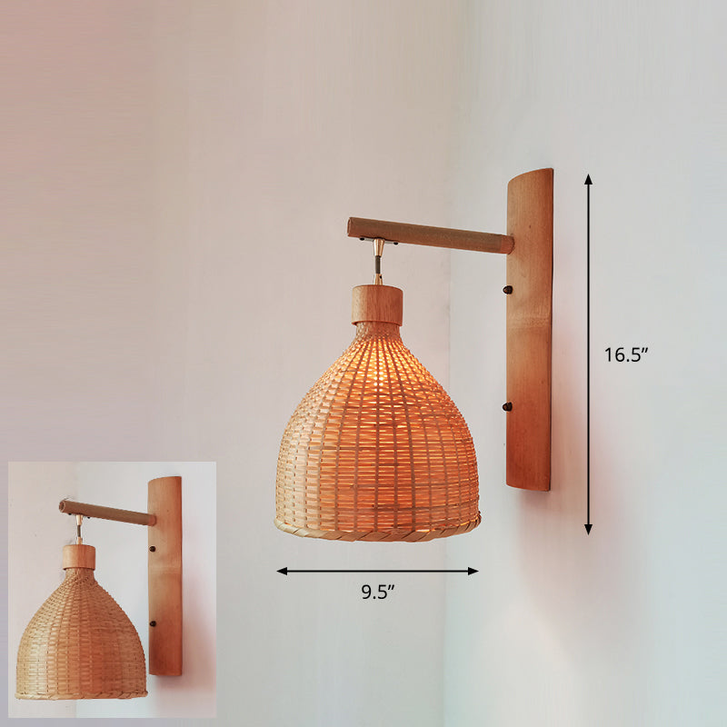 Handmade Wall Mount Light Modern Bamboo Single Wood Wall Light Fixture for Corridor Wood Q Clearhalo 'Wall Lamps & Sconces' 'Wall Lights' Lighting' 2245488