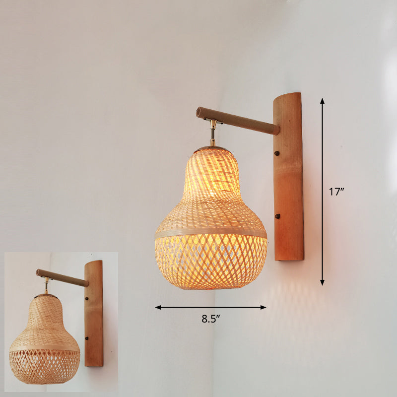 Handmade Wall Mount Light Modern Bamboo Single Wood Wall Light Fixture for Corridor Wood X Clearhalo 'Wall Lamps & Sconces' 'Wall Lights' Lighting' 2245492