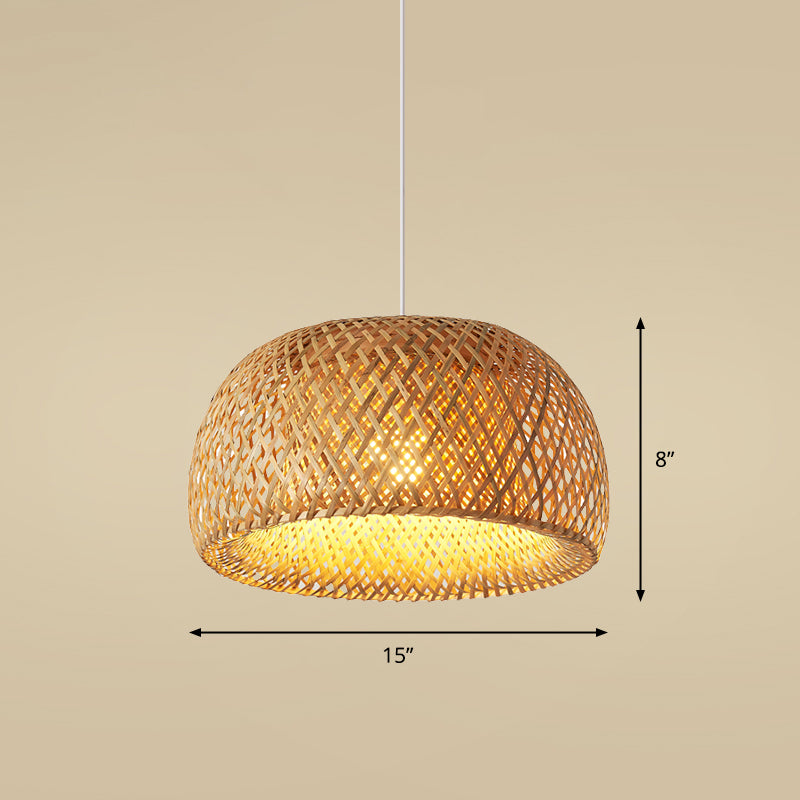 Bamboo Handcrafted Ceiling Light Asian Style 1��Bulb Wood Hanging Lamp for Restaurant Wood B Clearhalo 'Ceiling Lights' 'Modern Pendants' 'Modern' 'Pendant Lights' 'Pendants' Lighting' 2245497