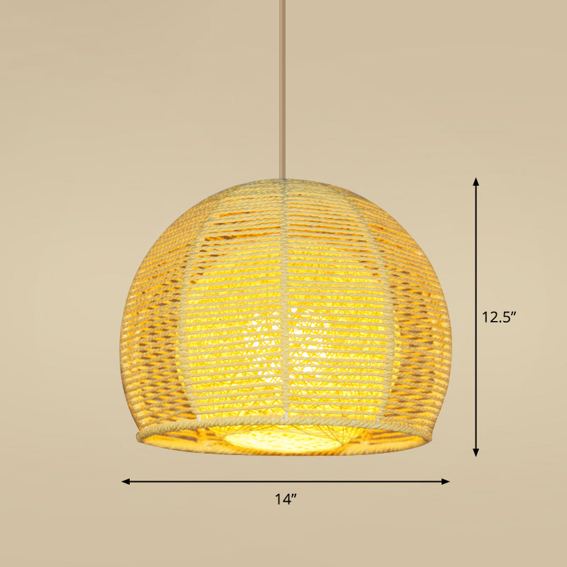 Bamboo Handcrafted Ceiling Light Asian Style 1��Bulb Wood Hanging Lamp for Restaurant Wood I Clearhalo 'Ceiling Lights' 'Modern Pendants' 'Modern' 'Pendant Lights' 'Pendants' Lighting' 2245504