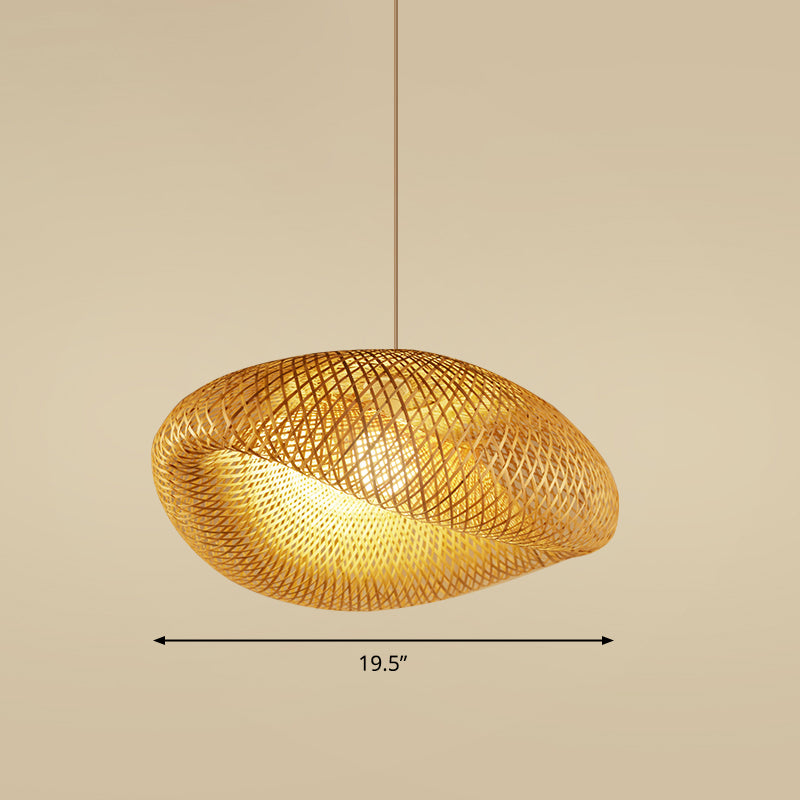 Bamboo Handcrafted Ceiling Light Asian Style 1��Bulb Wood Hanging Lamp for Restaurant Wood A Clearhalo 'Ceiling Lights' 'Modern Pendants' 'Modern' 'Pendant Lights' 'Pendants' Lighting' 2245505