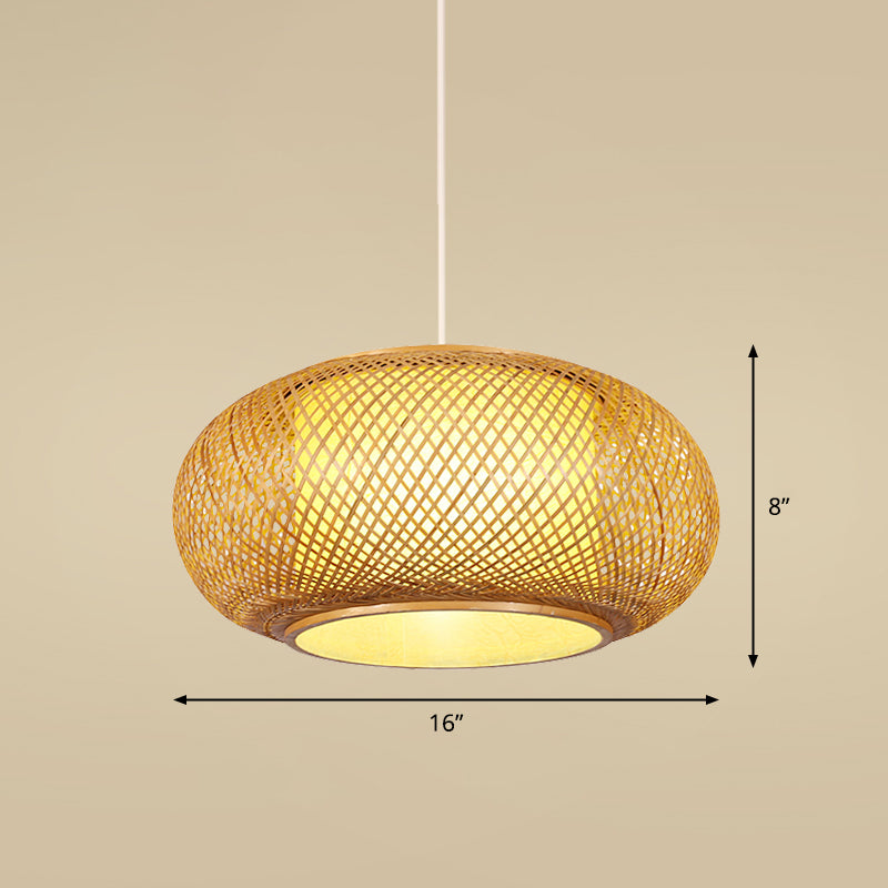 Bamboo Handcrafted Ceiling Light Asian Style 1��Bulb Wood Hanging Lamp for Restaurant Wood C Clearhalo 'Ceiling Lights' 'Modern Pendants' 'Modern' 'Pendant Lights' 'Pendants' Lighting' 2245507