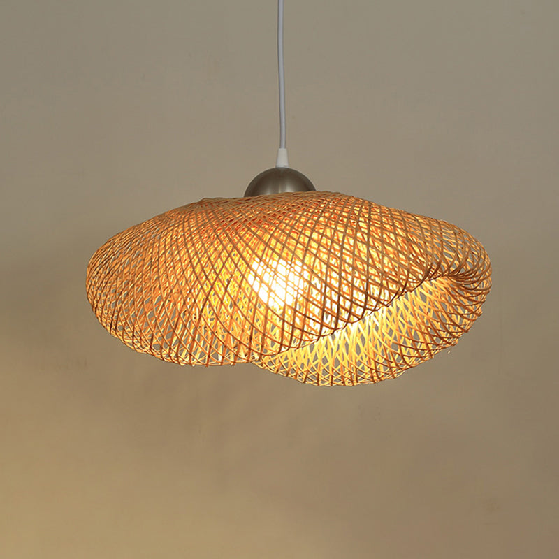 Wood Handwoven Pendant Lighting Contemporary 1��Bulb Bamboo Suspension Light Fixture Wood E Clearhalo 'Ceiling Lights' 'Pendant Lights' 'Pendants' Lighting' 2245537_44193f2a-52cb-4b3a-b8b5-5c9147ad0257