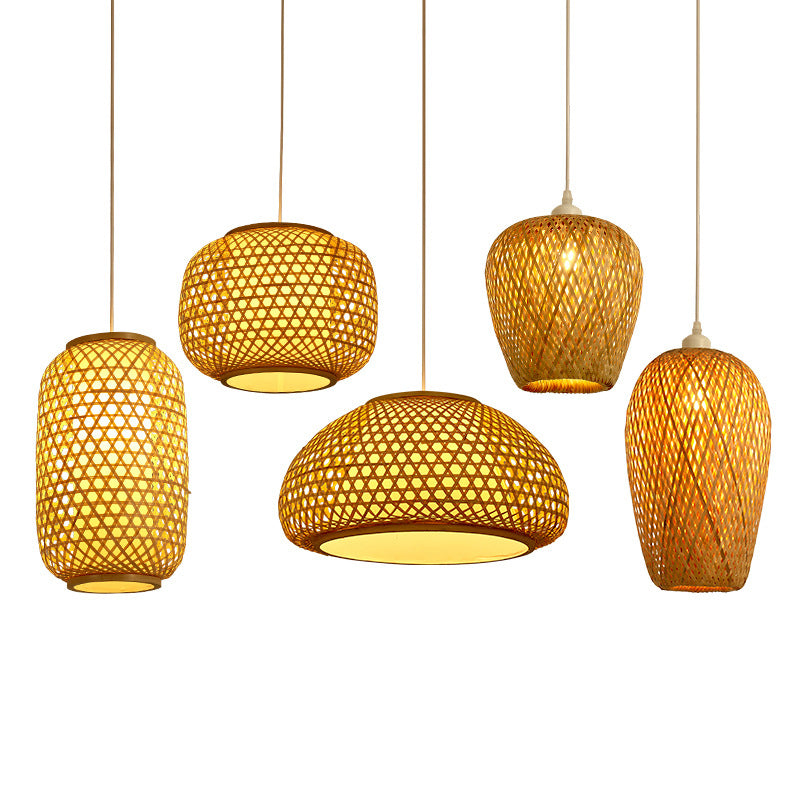 Wood Handwoven Suspension Lighting Minimalist 1��Head Rattan Pendant Ceiling Light Clearhalo 'Ceiling Lights' 'Modern Pendants' 'Modern' 'Pendant Lights' 'Pendants' Lighting' 2245657