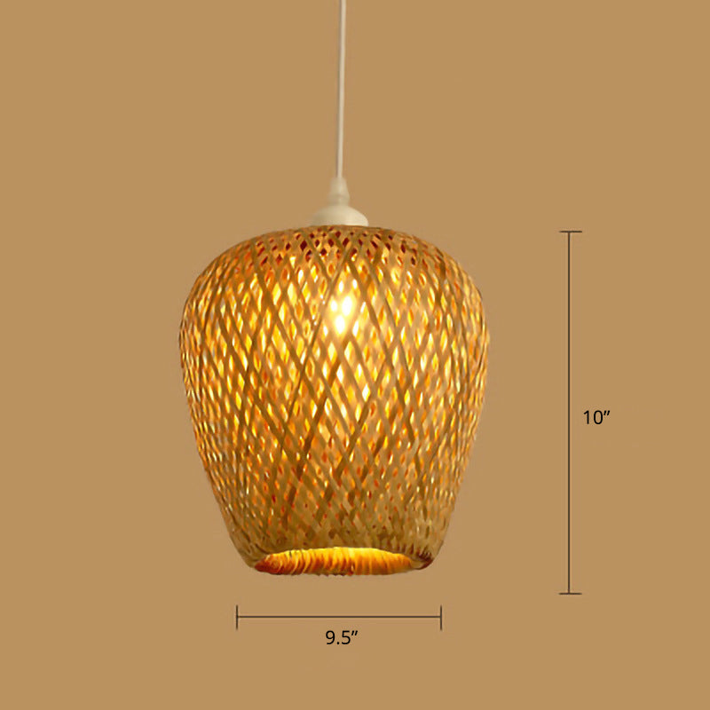 Wood Handwoven Suspension Lighting Minimalist 1��Head Rattan Pendant Ceiling Light Clearhalo 'Ceiling Lights' 'Modern Pendants' 'Modern' 'Pendant Lights' 'Pendants' Lighting' 2245667