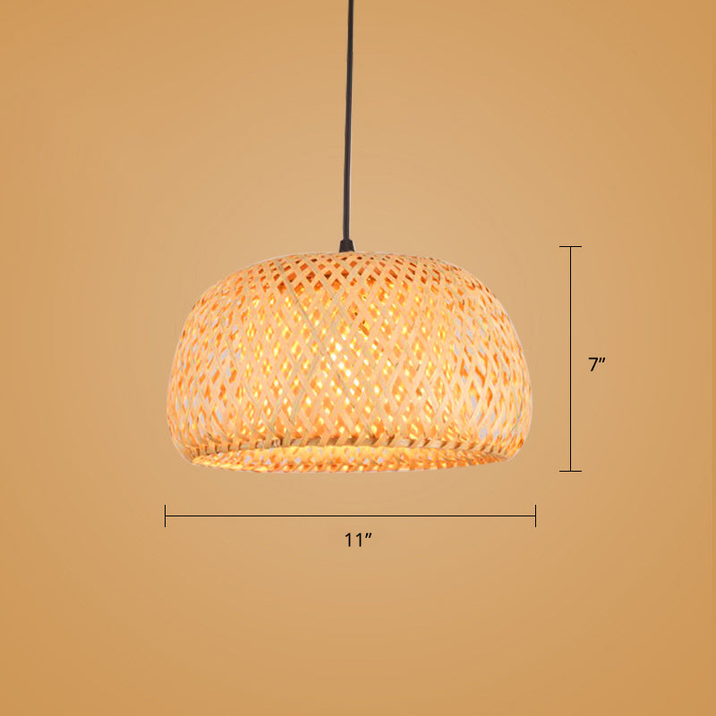 Wood Handwoven Suspension Lighting Minimalist 1��Head Rattan Pendant Ceiling Light Clearhalo 'Ceiling Lights' 'Modern Pendants' 'Modern' 'Pendant Lights' 'Pendants' Lighting' 2245673