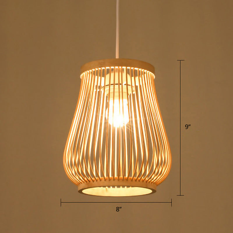 Wood Handwoven Suspension Lighting Minimalist 1��Head Rattan Pendant Ceiling Light Wood L Clearhalo 'Ceiling Lights' 'Modern Pendants' 'Modern' 'Pendant Lights' 'Pendants' Lighting' 2245676